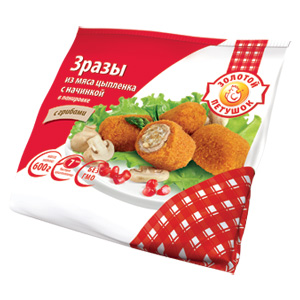 Зразы из мяса цыпленка с начинкой в панировке с грибами