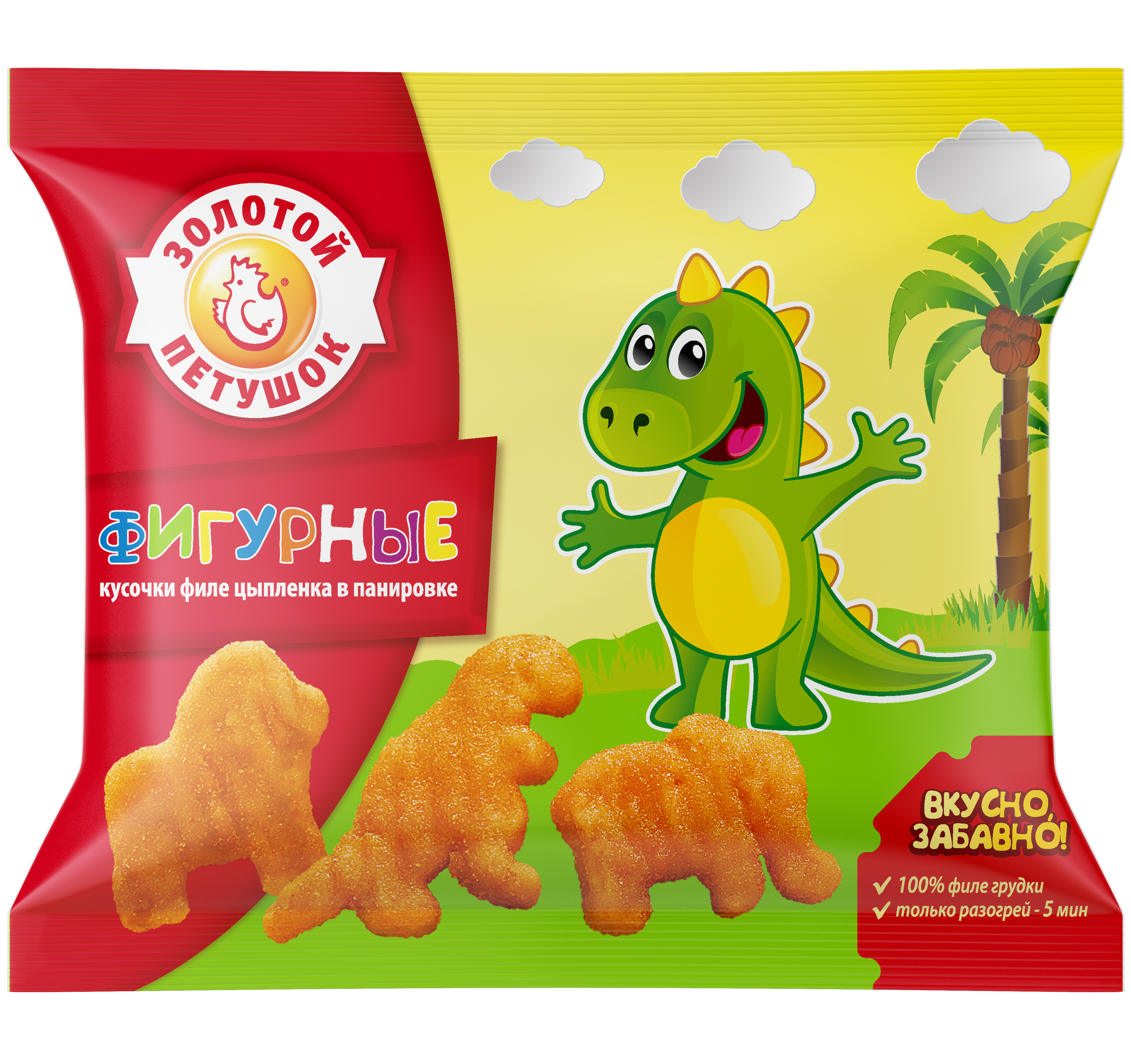 Фигурные кусочки филе цыпленка в панировке