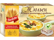 Julienne of chicken meat with mushrooms