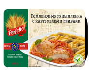 Томленое мясо цыпленка с картофелем и грибами